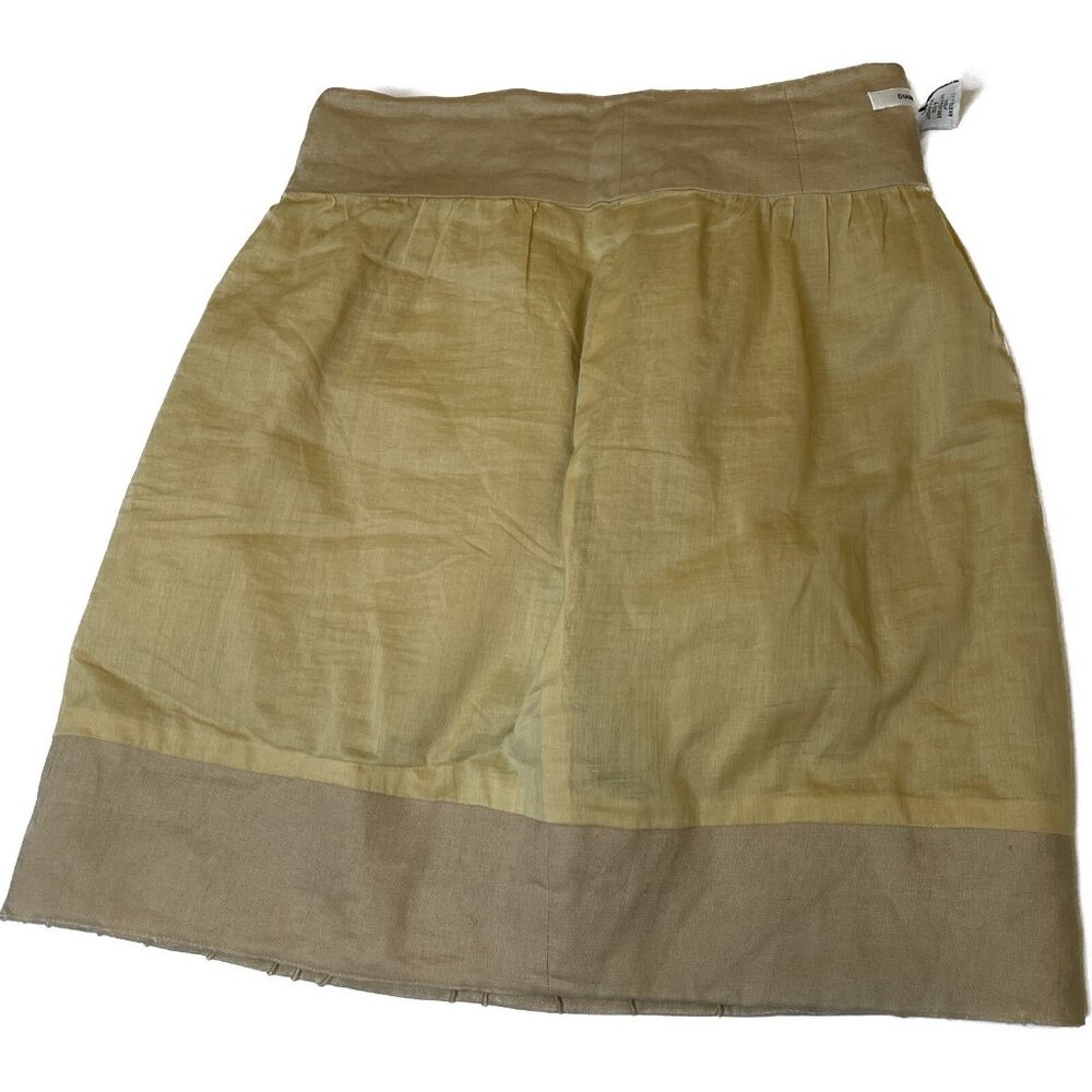 DVF Paquerita Linen Mini Skirt Beige XS 2 Textured Embroidered Boho Chic - Picture 9 of 13